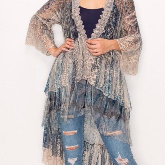 Origami Lace Bohemian Duster Medium - Picture 1 of 9
